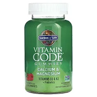 Garden of Life, Vitamin Code Gummies, Calcium &amp; Magnesium, Raspberry, 60 Gummies