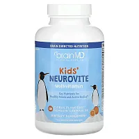 BrainMD, Kids&#x27;, Neurovite  Multivitamin, Citrus, 120 Penguin Chewables