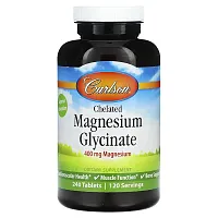 Carlson, Chelated Magnesium Glycinate, 400 mg, 240 Tablets (200 mg per Tablet)