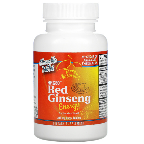 Terry Naturally, HRG80 Red Ginseng Energy, 30 жевательных таблеток фото 3