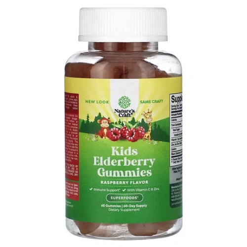 Nature&#x27;s Craft, Kids Elderberry Gummies, Raspberry , 60 Gummies