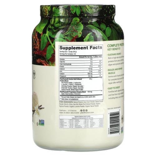 PlantFusion, Complete Protein, сливочная ваниль, 900 г (2 фунта) фото 2