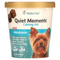 NaturVet, Quiet Moments, успокоительное плюс мелатонин, 70 мягких жевательных таблеток