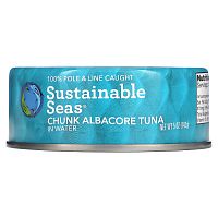 Sustainable Seas, Кусочки альбакорского тунца в воде, 142 г (5 унций)