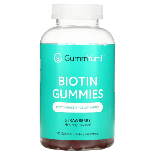 GummYum!, Biotin Gummies, Strawberry, 2,500 mcg, 180 Gummies