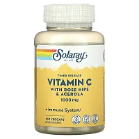 Solaray, Timed Release Vitamin C with Rose Hips &amp; Acerola, 1,000 mg, 100 VegCaps