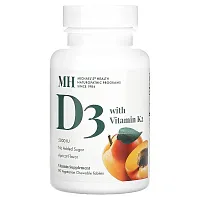 Michael&#x27;s Naturopathic, D3 with Vitamin K2, Apricot, 90 Vegetarian Chewable Tablets