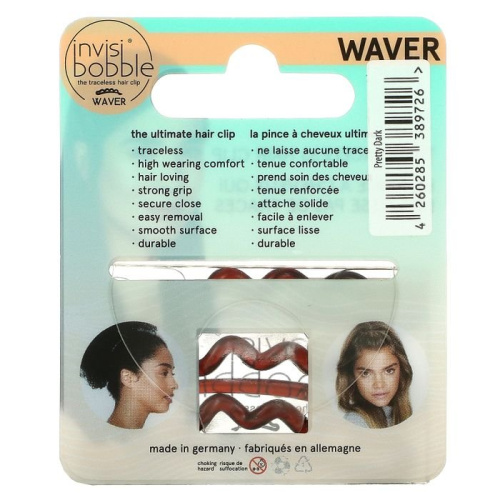 Invisibobble, Waver, Traceless Hair Clip, Pretty Dark, 3 Pack фото 2