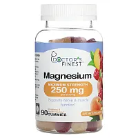 Doctor&#x27;s Finest, Magnesium, Raspberry &amp; Peach, 250 mg, 90 Gummies (83 mg per Gummy)