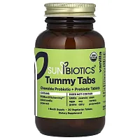 Sunbiotics, Tummy Tabs, Chewable Probiotic + Prebiotic, Vanilla, 30 Vegetarian Tablets