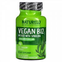 NATURELO, Vegan B12 Infused with Spirulina, 90 Easy Swallow Capsules