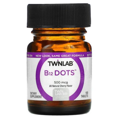 Twinlab, B12 Dots, Cherry, 500 mcg, 100 Tablets фото 3