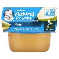 Gerber, Natural for Baby, с грушей, для первых продуктов питания, 8–2 пакетика по 56 г (2 унции)