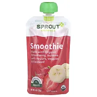 Sprout Organics, Baby Food, Smoothie, 12 Months &amp; Up, Strawberry, Banana With Yogurt, Veggies &amp; Flax Seed, 4 oz ( 113 g)