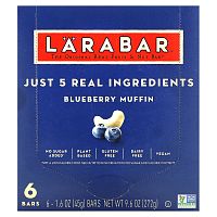 Larabar, The Original Real Fruit & Nut Bar, черничный кекс, 6 батончиков по 45 г (1,6 унции)