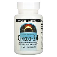 Source Naturals, Гинкго-24, 40 мг, 120 таблеток