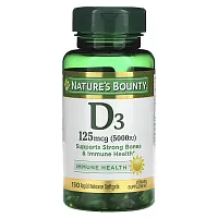 Nature&#x27;s Bounty, D3, 125 mcg (5,000 IU), 150 Rapid Release Softgels