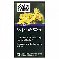 Gaia Herbs, зверобой, 60 веганских фито-капсул с жидкостью