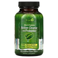 Irwin Naturals, Aloe &amp; Triphala Active-Cleanse and Probiotics, 60 Liquid Soft-Gels