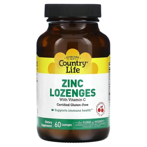 Country Life, Zinc Lozenges with Vitamin C, Cherry, 60 Lozenges