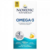 Nordic Naturals, омега-3, со вкусом лимона, 345 мг, 120 капсул