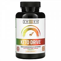 Zhou Nutrition, Keto Drive, экзогенные кетоны BHB, 60 капсул