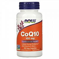 NOW Foods, CoQ10 с ягодами боярышника, 100 мг, 90 растительных капсул