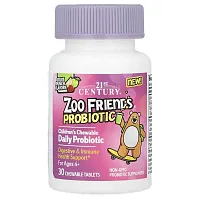 21st Century, Zoo Friends, Children&#x27;s Chewable Probiotic, Age 4+, Fruit Punch, 30 Chewable Tablets