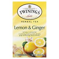 Twinings, Herbal Tea, Lemon & Ginger, Caffeine Free, 20 Tea Bags, 1.06 oz (30 g)