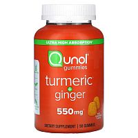 Qunol, Turmeric + Ginger, Rich Tangerine, 550 mg, 90 Gummies (275 mg per Gummy)