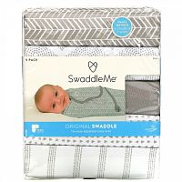 Summer Infant, SwaddleMe, оригинальная пеленка, маленькая/средняя, 0–3 месяцев, серая, 5 шт. в упаковке