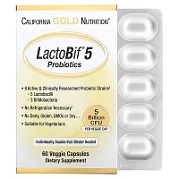 California Gold Nutrition, LactoBif 5 Probiotics, 5 Billion CFU, 60 Veggie Capsules