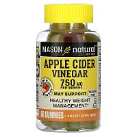 Mason Natural, яблочный уксус, со вкусом яблока, 750 мг, 60 жевательных мармеладок (250 мг в 1 жевательной мармеладке)