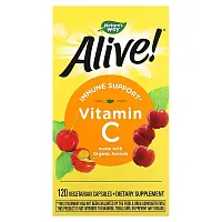 Nature&#x27;s Way, Alive!, Immune Support Vitamin C, 120 Vegetarian Capsules