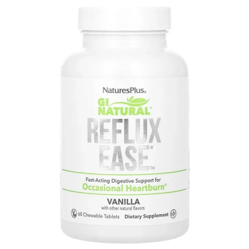 NaturesPlus, Gi Natural, Reflux Ease, Vanila, 60 Chewable Tablets