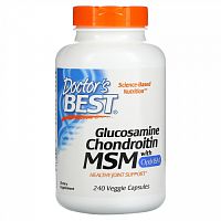 Doctor's Best, глюкозамин, хондроитин и МСМ с OptiMSM, 240 вегетарианских капсул