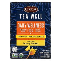 Celestial Seasonings, Herbal Tea, Daily Wellness, органический мед и лимон, без кофеина, 12 чайных пакетиков, 1,6 г (0,06 унции)