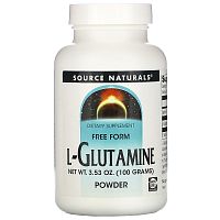 Source Naturals, L-глютамин, порошок в свободной форме 3.53 унции (100 г)