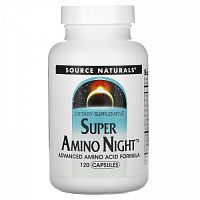 Source Naturals, Super Amino Night, формула с аминокислотами, ночная, 120 капсул