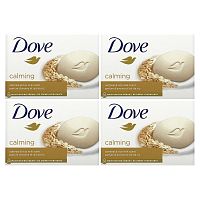 Dove, Calming, мыло с ароматом овсянки и рисового молока, 4 шт. (106 г)