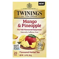 Twinings, Herbal Tea, Mango &amp; Pineapple, Caffeine-Free, 20 Tea Bags, 1.69 oz (48 g)