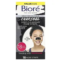 Biore, Deep Cleansing Pore Strips, Charcoal, 18 Nose Strips