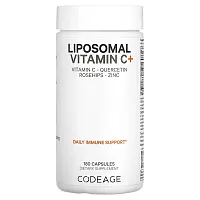 Codeage, Vitamins, Liposomal Vitamin C+, Vitamin C, Quercetin, Rosehips, Zinc, 180 Capsules