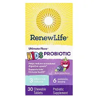 Renew Life, Ultimate Flora, Kids Probiotic, Berry-licious, 3 Billion Live Cultures, 30 Chewable Tablets