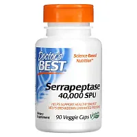 Doctor&#x27;s Best, Serrapeptase, 40,000 SPU, 90 Veggie Caps