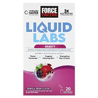 Force Factor, Liquid Labs Beauty, Rapid Hydration Electrolyte Drink Mix, Tropical Berry, 20 Stick Packs, 0.25 oz (7 g) Each