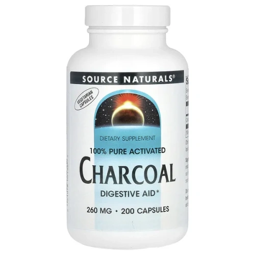 Source Naturals, 100% Pure Activated Charcoal, 260 mg, 200 Capsules