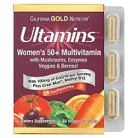 California Gold Nutrition, Ultamins Women&#x27;s 50+ Multivitamin with CoQ10, Mushrooms, Enzymes, Veggies &amp; Berries, 60 Veggie Capsules