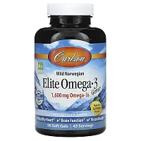 Carlson, Wild Norwegian, Elite Omega-3 Gems, Natural Lemon, 1,600 mg, 90 Soft Gels (800 mg per Soft Gel)