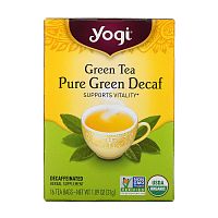 Yogi Tea, Зеленый чай Pure Green Decaf, 16 чайных пакетиков, 1.09 унций (31 г)